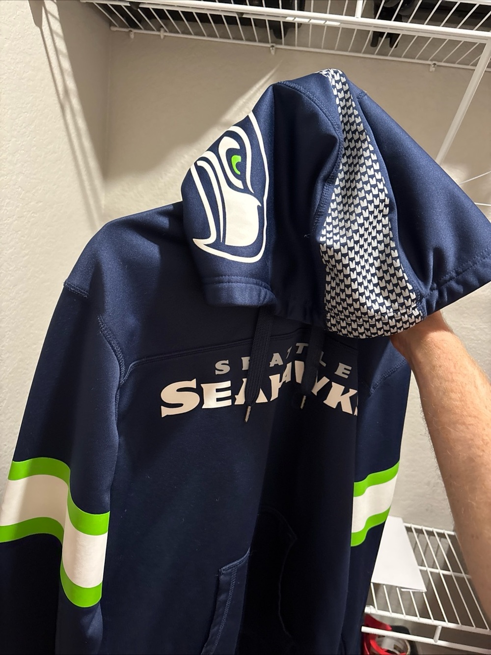 Seattle Seahawks Green, Navy, White striped Kids Hoodie with Team Logo NFL